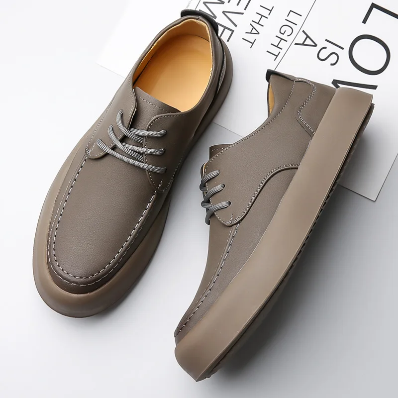Autumn Men Brogue Casual Shoes Men Genuine Leather Shoes Work Boots Business Casual Sneakers Work Personalized Fashionable Shoes