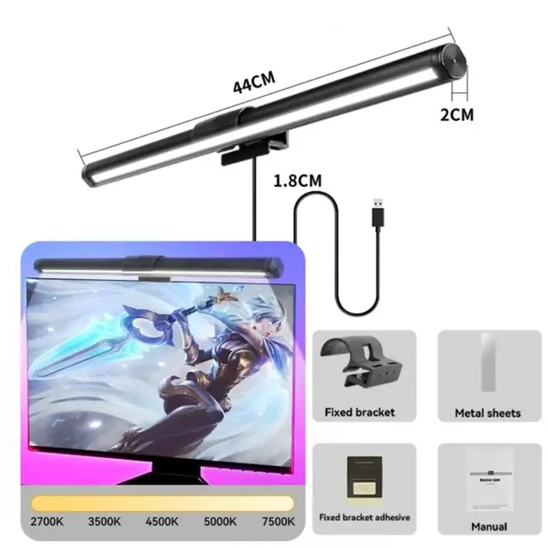 

44cm Monitor Light Bar Computer Lamps Backlight Stepless Dimming PC hanging Lamp Office Study Gaming Lighting LED Monitor Lights