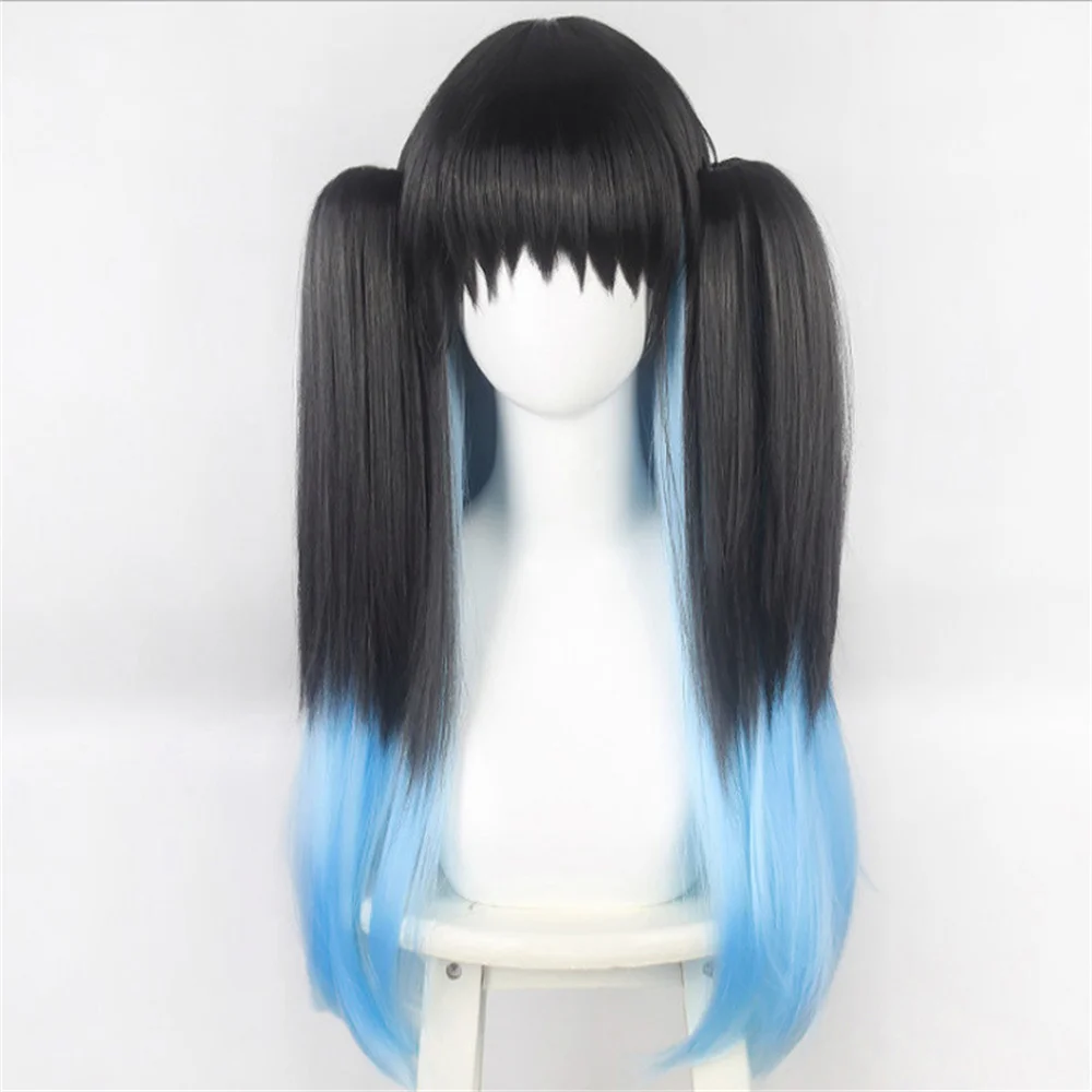 Peruca Cosplay Demon Slayer para Homens e Mulheres, Perucas Anime, Tokitou Muichirou