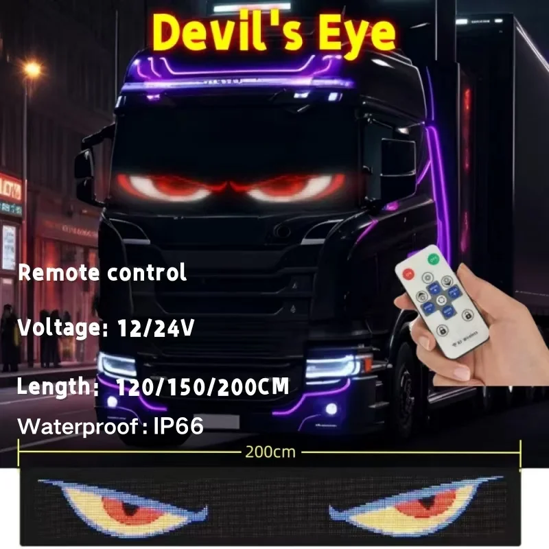 Soft Foldable Remote Control Truck Devil's Eye LED Matrix Pixel Panel Lighting Graffiti Scrolling Stickup Text Board Windshield