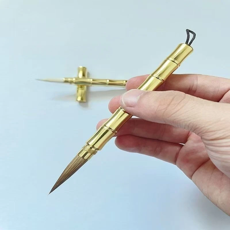 

Портативная латунная ручка-кисть с колпачками, металлическая ласка, каллиграфия с несколькими волосами, буре для начинающих, живопись, обычная ручка для каллиграфии