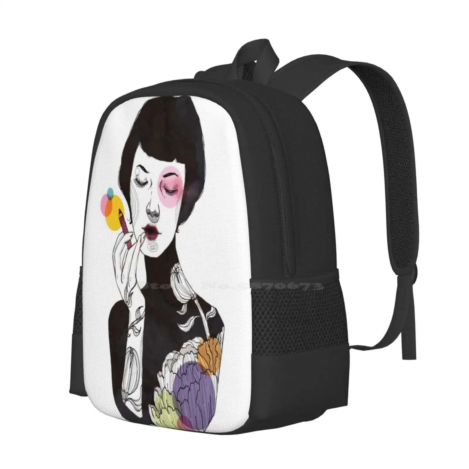 Put On Some Colour! ( Version 2 ) Hot Sale Backpack Fashion Bags Portrait Lipstick Fashion Illustration Colour Girly Inky Inked