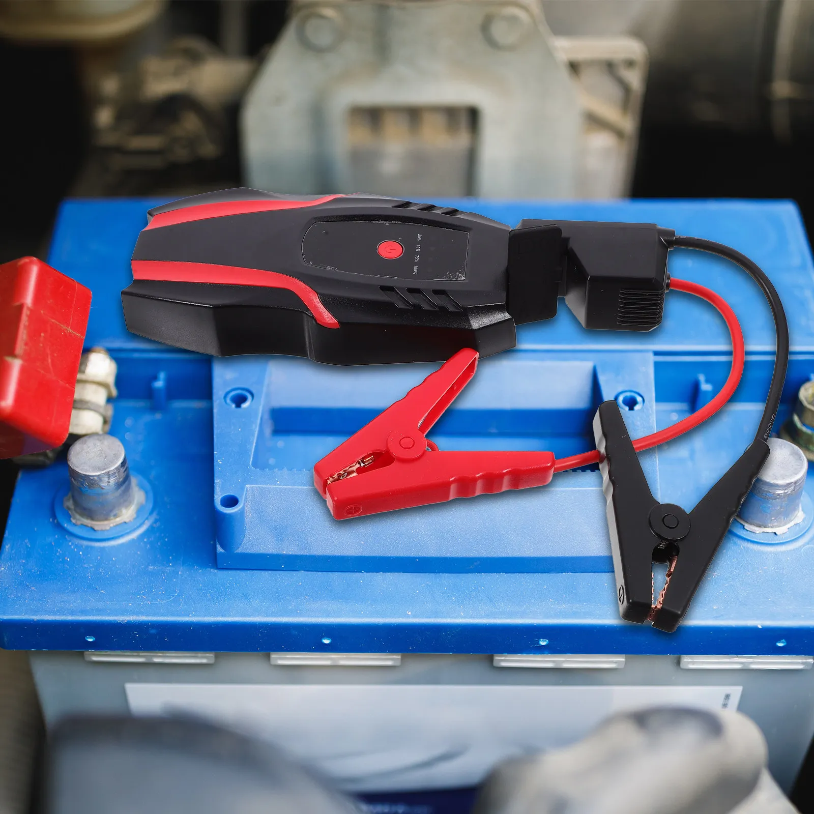 

Portable Car Jump Starter 12V Emergency Battery Booster for Vehicles Outdoor Use Power Bank LED Light Compact