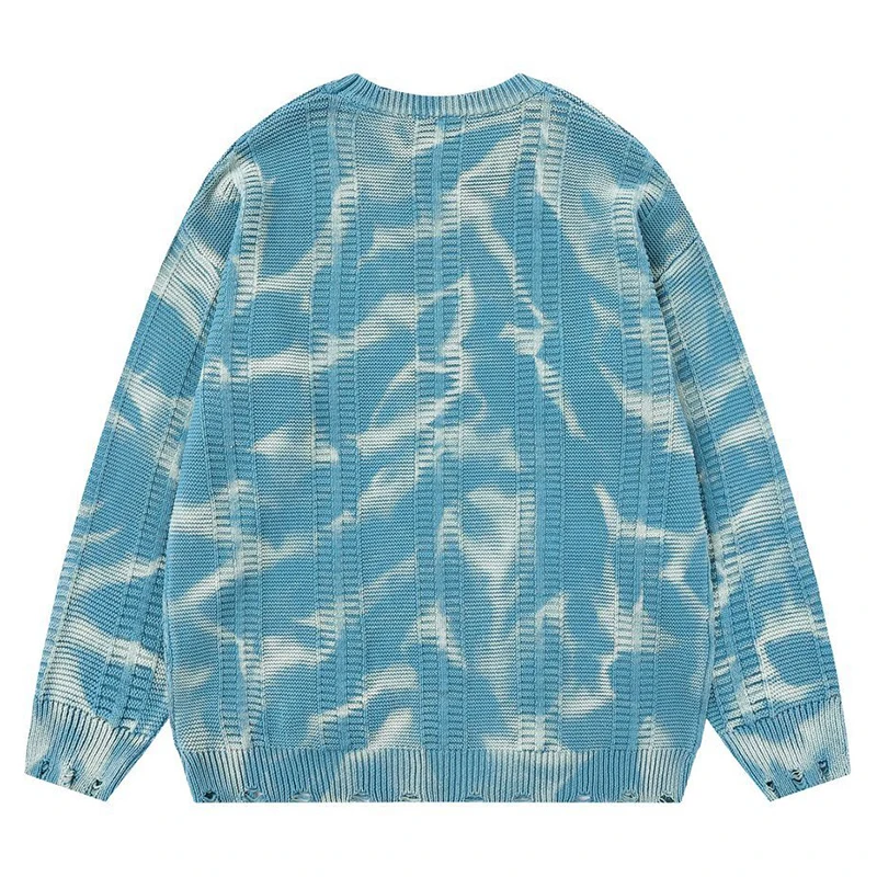 Herfst Heren Gebreide Jumper Truien Vintage Tie Dye Warme Truien 2025, Streetwear Harajuku Casual Loose Fit Truien Kleding