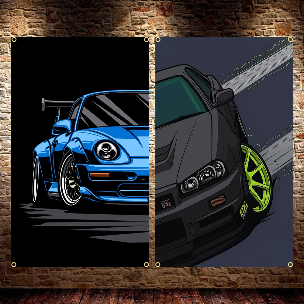 JDM Performance Beast Supercar Flag Polyester Printed Art Ca