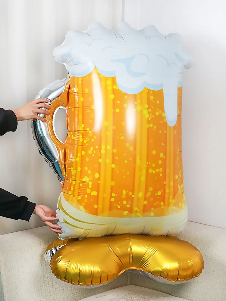 1 Stück 45 Zoll Großer Bierkrug Folienballon für Geburtstagsfeier-Dekoration, Oktoberfest-Party-Zubehör, Bar-Sommer-Themenparty-Deko