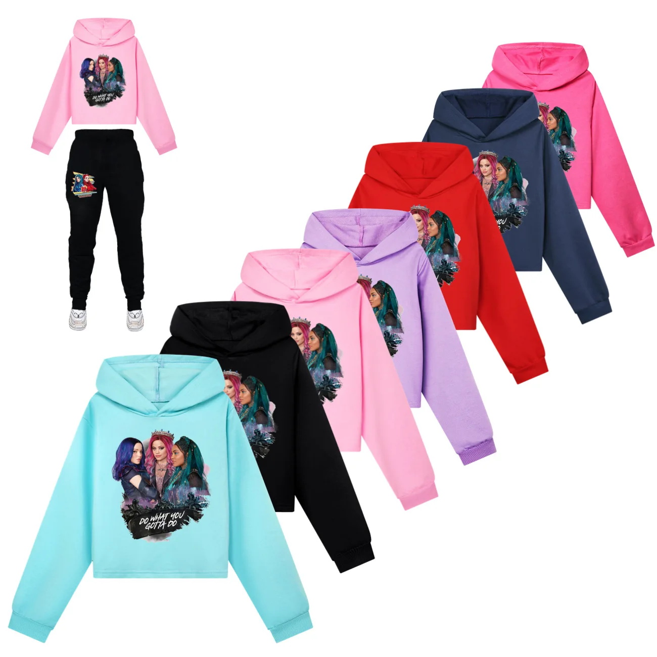 Nuevos Descendientes 4 ropa para niños muñeca Frankie Stein Cosplay sudaderas con capucha + Pantalones niñas otoño sudaderas jersey de manga larga