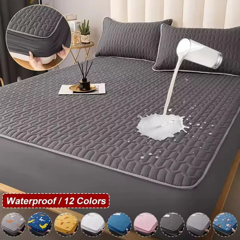 For Waterproof Thicken Mattress Pad Protector Adjustable Fitted Sheets Bed Covers Anti-bacterial Pad for Bed 120x200 160x200 180