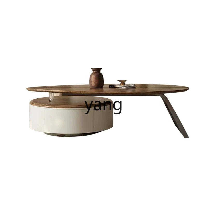 

Yjq Leaf Tea Table Living Room Home Modern Simple High Sense Walnut Minimalist Light Luxury Designer Tea Table