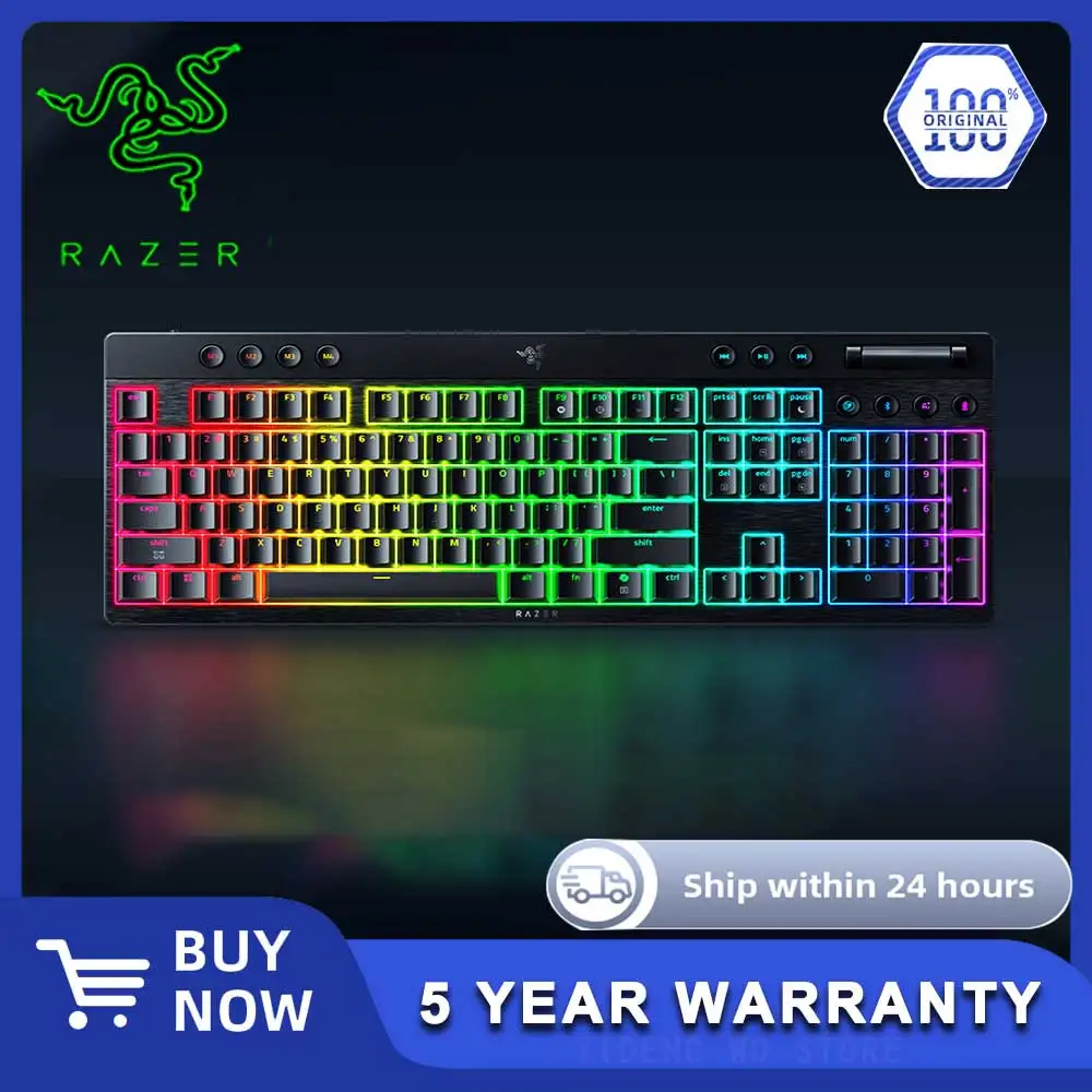 

Низкопрофильная гиперскоростная клавиатура Razer BlackWidow Spider V4 — проводная/беспроводная/Bluetooth, три режима