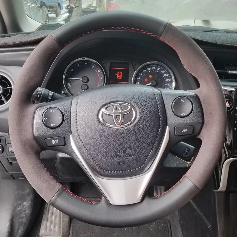 DIY Hand-sewn Car Interior Steering Wheel Cover Suede for Toyota E'Z RAV4 Auris 2013 2014 Corolla IM 2017 Scion IM 2016