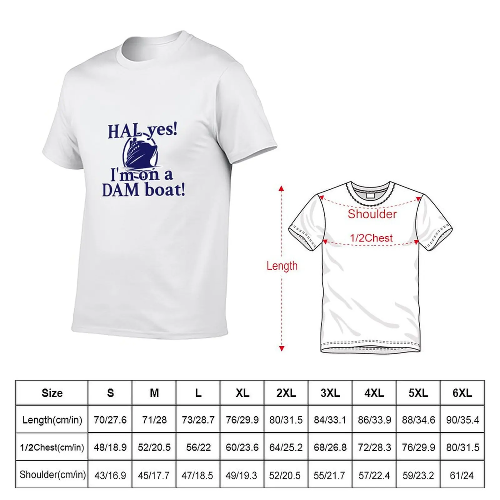 Holland America Line - I'm on a DAM boat! T-Shirt Retro Style Print Casual Top