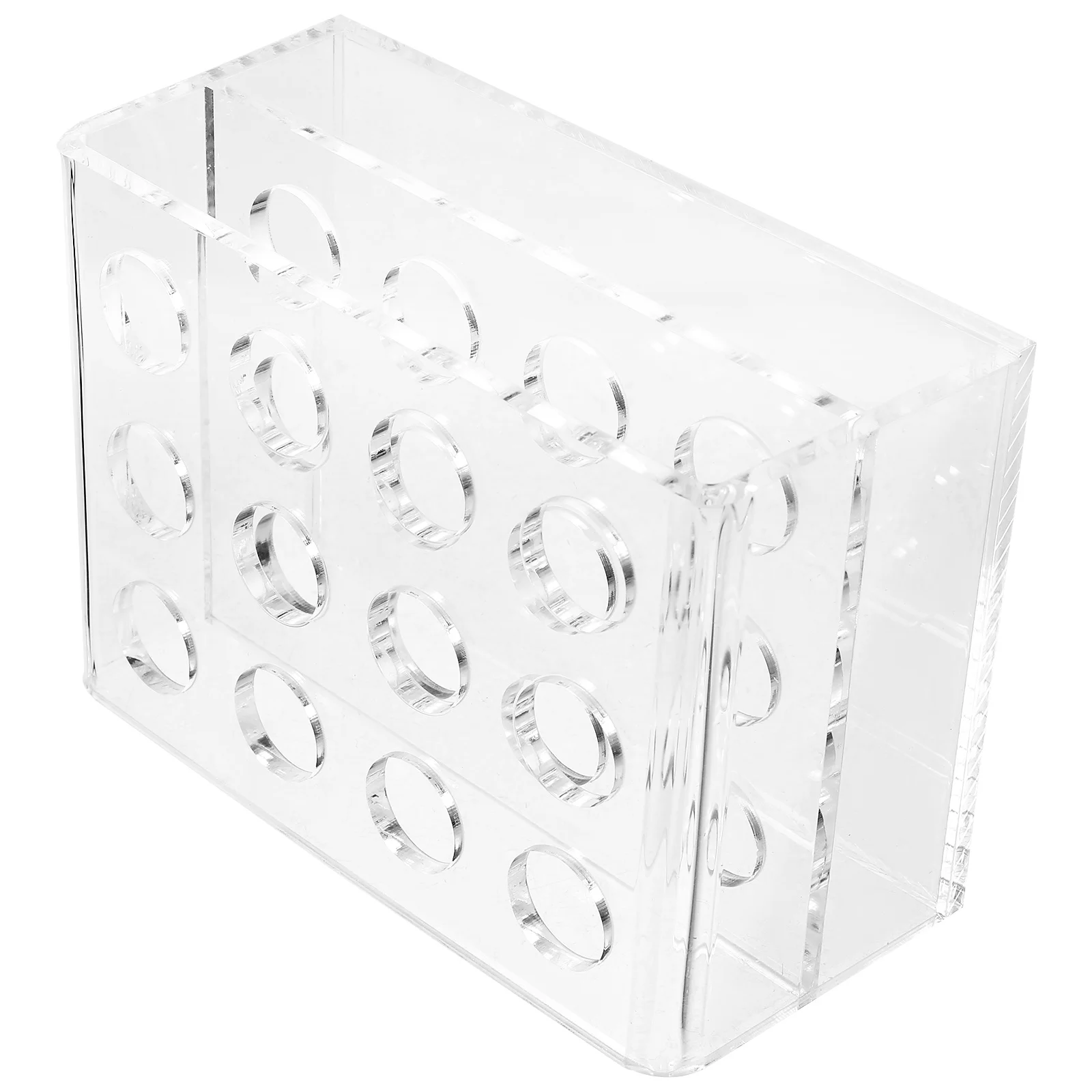 

Acrylic 12-Slot Clear Pen Holder Display Stand Makeup Brush Rack Desk Organizer for Office Store School Use Desk Organizer
