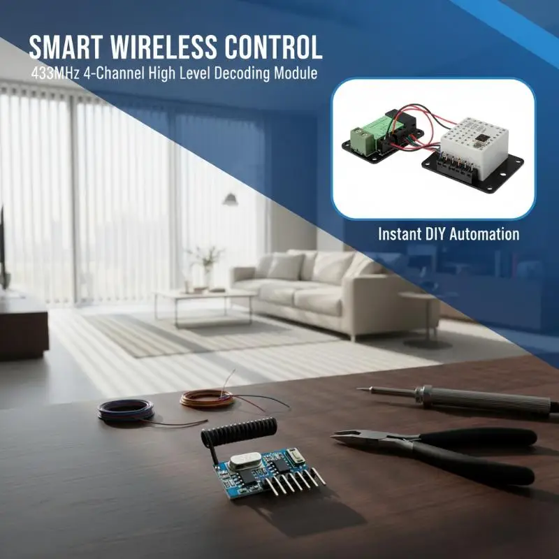4 Channel RF Wireless Decoding Receiver Module Stable High Sensitivity for Smart Home Garage Remote Control Systems