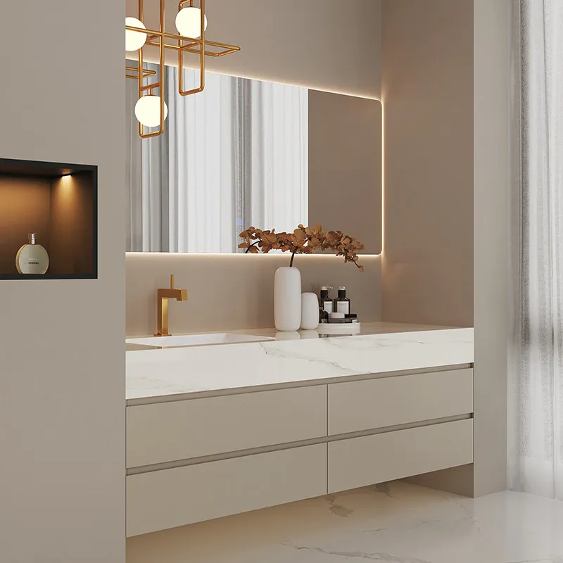 

Rock slab ceramic integrated basin, hand wash basin, bathroom cabinet combination, bathroom washbasin