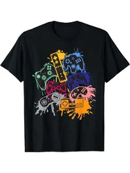 メンズクルーネックゲームコンソールプリント半袖スポーツTシャツ、快適で用途の広い、ファッショナブル、夏