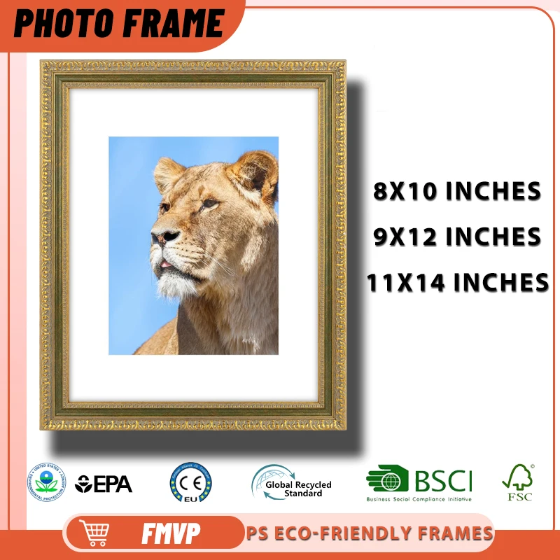 

16x20 Gold with Green Photo Frame with Classic Carvings Perfect for Living Room Wall Decor and Gallery Displays Picture Frame