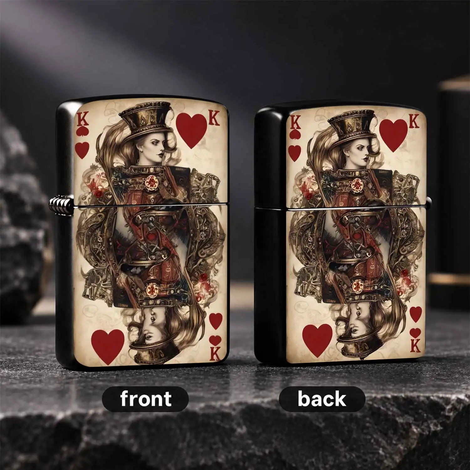 Vintage Steampunk King of Hearts Playing Card Pattern, Artistic Retro Decorative Pocket, Collectible Creative Stylish Accessory, Exquisite Gift for Playing Card Game Lovers, Unique Desktop Ornament for Men Women Daily Use A fun and humorous