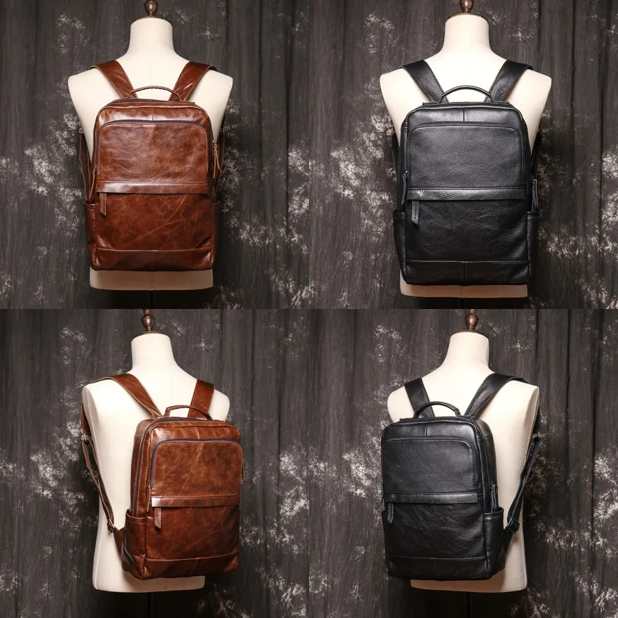 

【Новый стиль】 Мужские сумки из натуральной кожи, женские дорожные рюкзаки из коровьей кожи, туристические рюкзаки для походов, вместительные рюкзаки для ноутбуков.