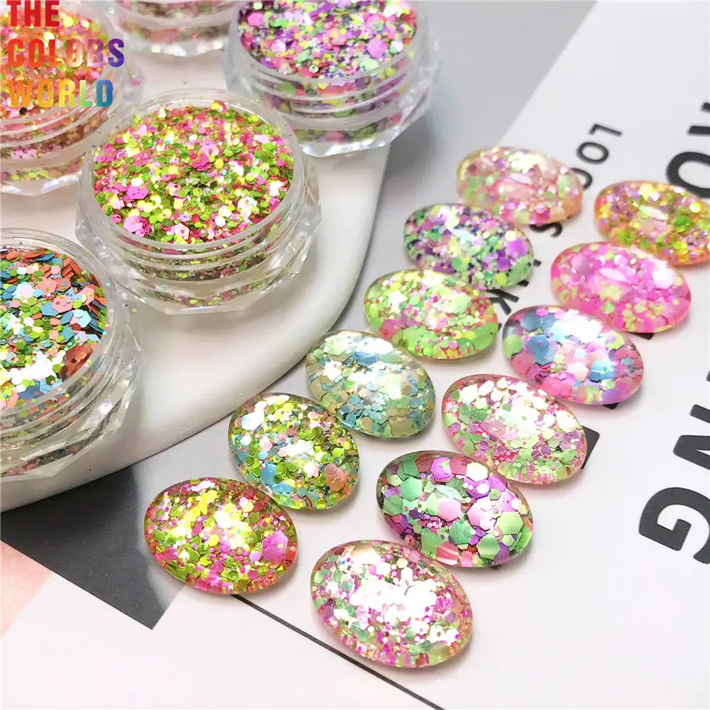 

TCT-399 Mix Hexagon Chunky Spring Color Glitter Nails Glitter Nail Art Decoration Tumbler Crafts DIY Accessories Party Supplier