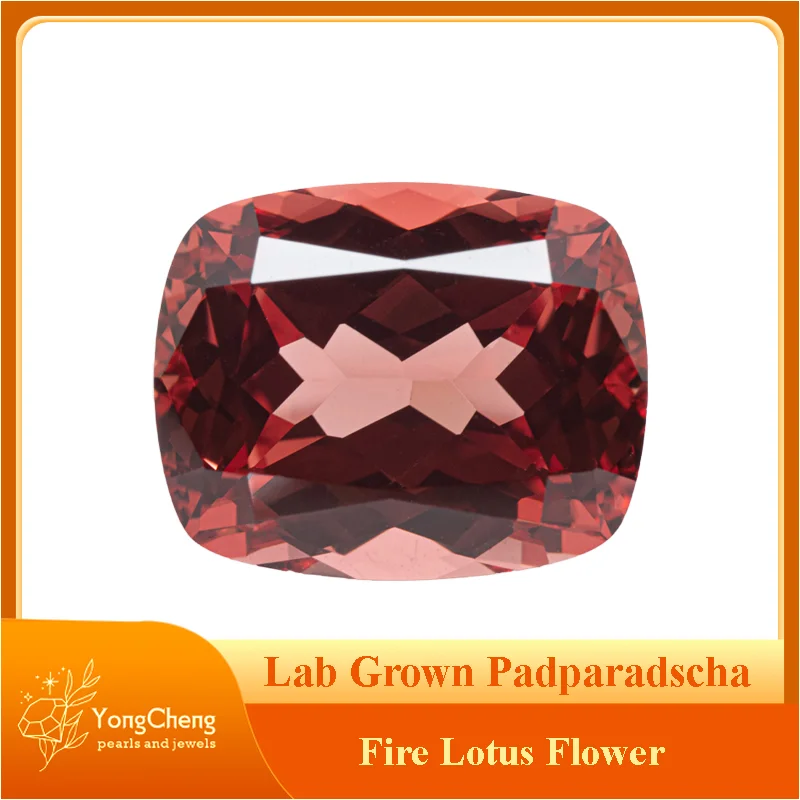 

Lab Grown Padparadscha Fire Lotus Flower Rectangular Cushion Shape VVS1 Charms DIY for Jewel Making Selectable AGL Certificate