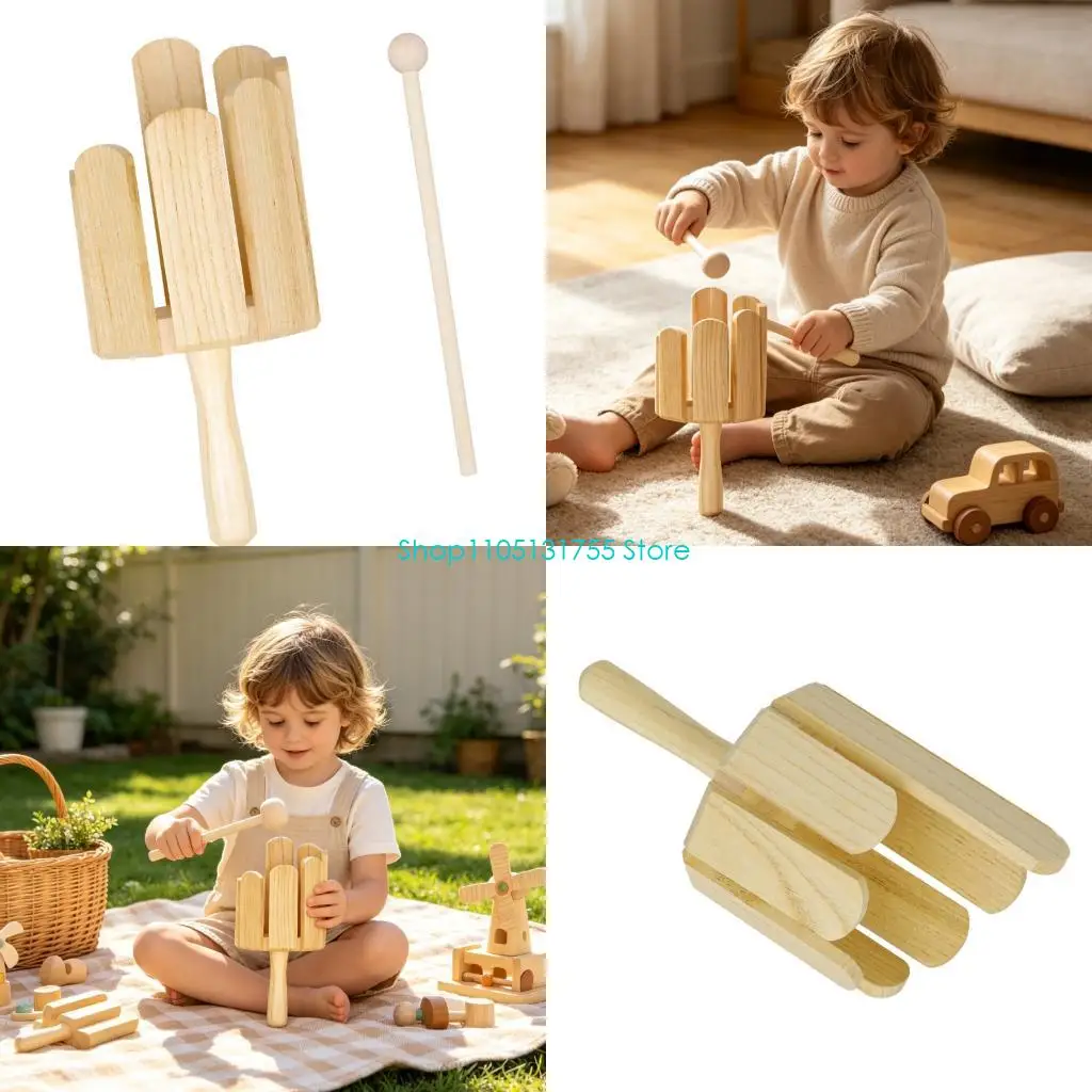 K0EF Wooden Tone Block Percussion Instrument With Mallet, Varied Sound Rhythm Block for Kids and Beginners, Handheld Music Class