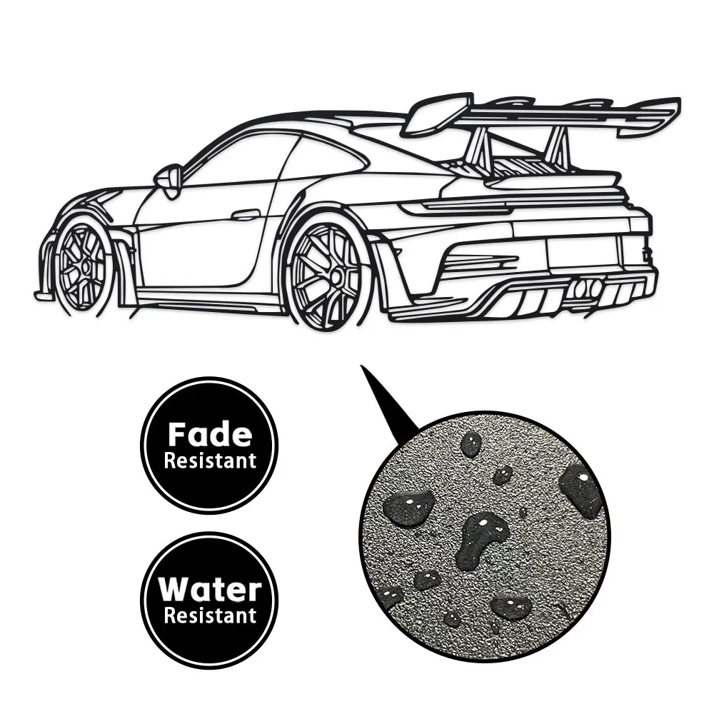 Car Metal Wall Art - Black Metal Carving, Sleek Design with Spoiler & Exhaust Pipes, Easy to Hang Home & Office Decor