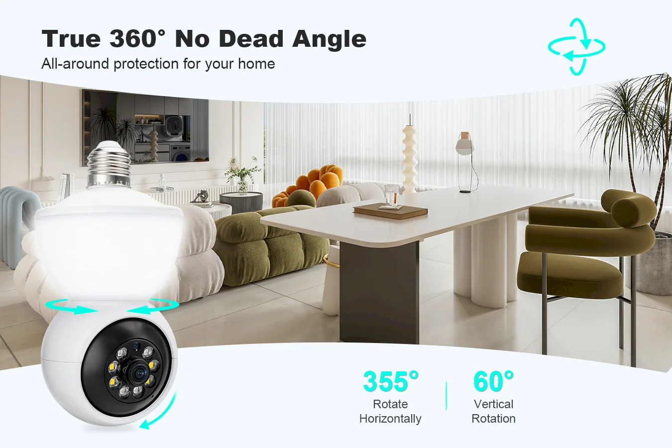 2MP 1080P  Yoosee APP   E27 Wireless PTZ Alarm  IP Dome Camera Full Color AI Humanoid Detection Home Security CCTV Baby Monitor