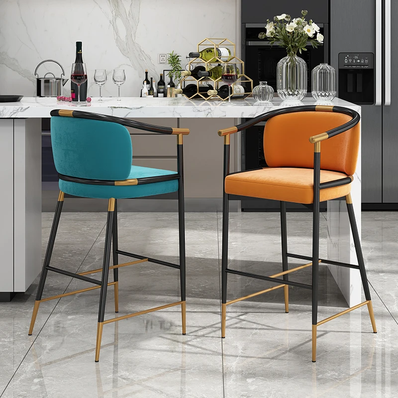 

Современный минималистичный барный стул, скандинавский роскошный креативный барный стул для отдыха, кофейня, спинка, табурет, барная мебель, табурет FYBC