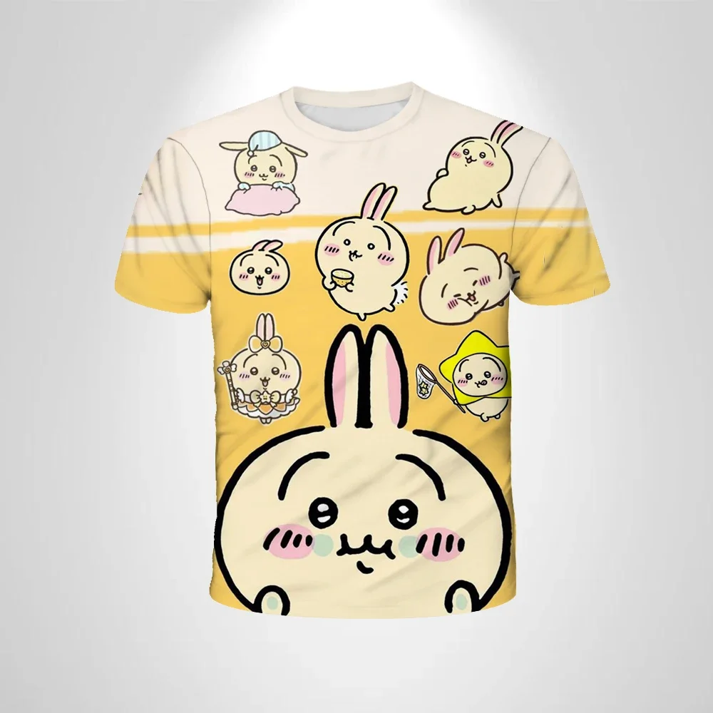 

3D футболка Chiikawa для девочек, милая одежда для косплея, детская футболка, топы, повседневные летние дышащие футболки с короткими рукавами и графикой