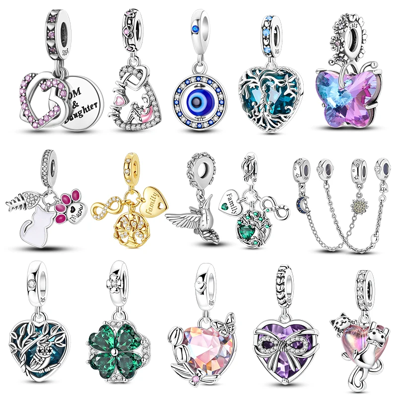 2026Hot Sale 925 Sterling Silve Charms Beads Forever Love Heart Sister Family Life Charms Dangle For Bracelet Woman Jewelry Gift