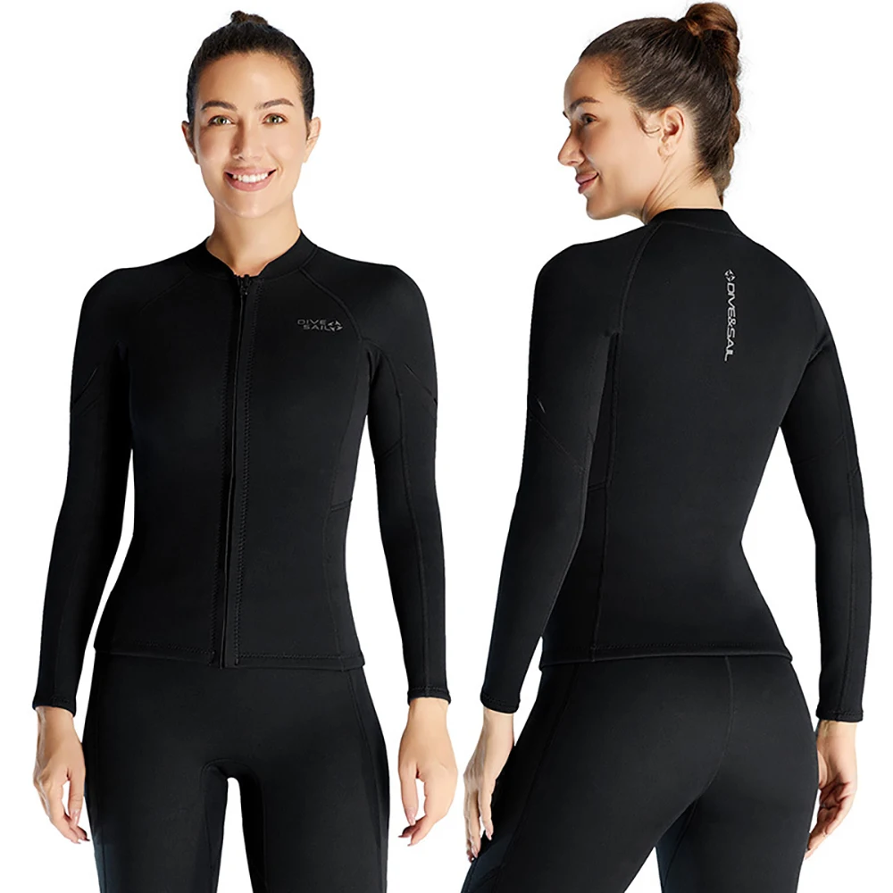 New Men Women 1.5MM Neoprene Diving Suit Split Sun Protection Long-Sleeved Surfing Top Pants Water Sports Warm Swimming Top 2024