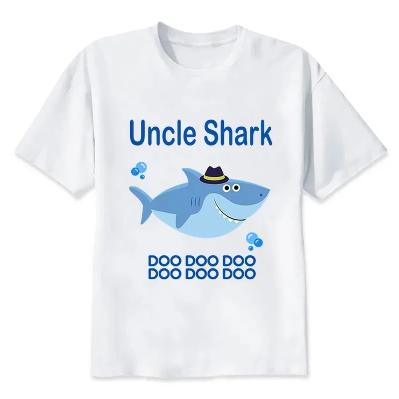 2024 Birthday Matching Family Clothing Shark T-shirt Birthday Children\'s Fun Party Family Clothing Father Mother Daughter Son