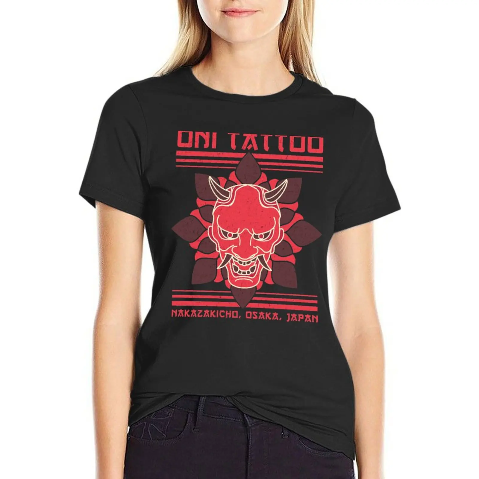 Oni Tattoo Studio Osaka, Japanese Devil, Old School Tattoo Design T-Shirt kawaii clothes new edition funny t shirts for Women