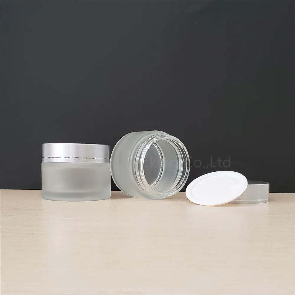 100 frascos de vidro fosco dos pces 50g, frascos de creme 50ml, garrafas de creme dos cuidados com a pele, recipientes cosméticos de 1.7 fl oz