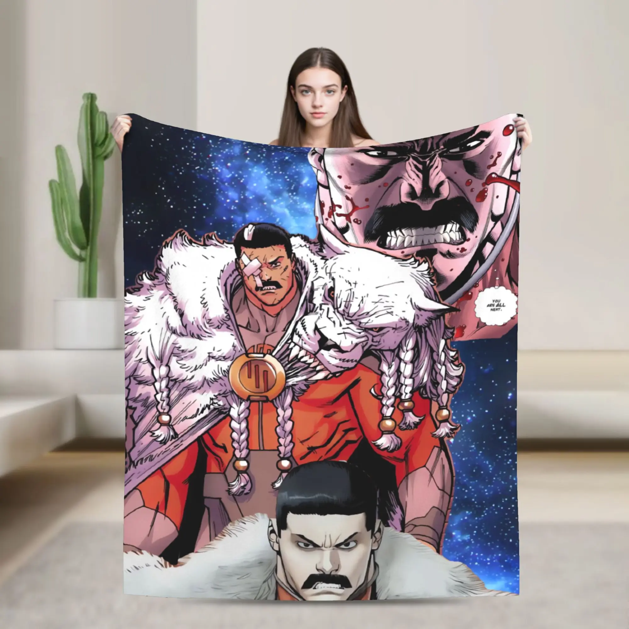 cobertor-de-flanela-omni-man-e-thragg-galaxy-cobertor-de-flanela-invencivel-para-viagem-escritorio-sala-de-estar-colcha-macia-e-quente-de-qualidade
