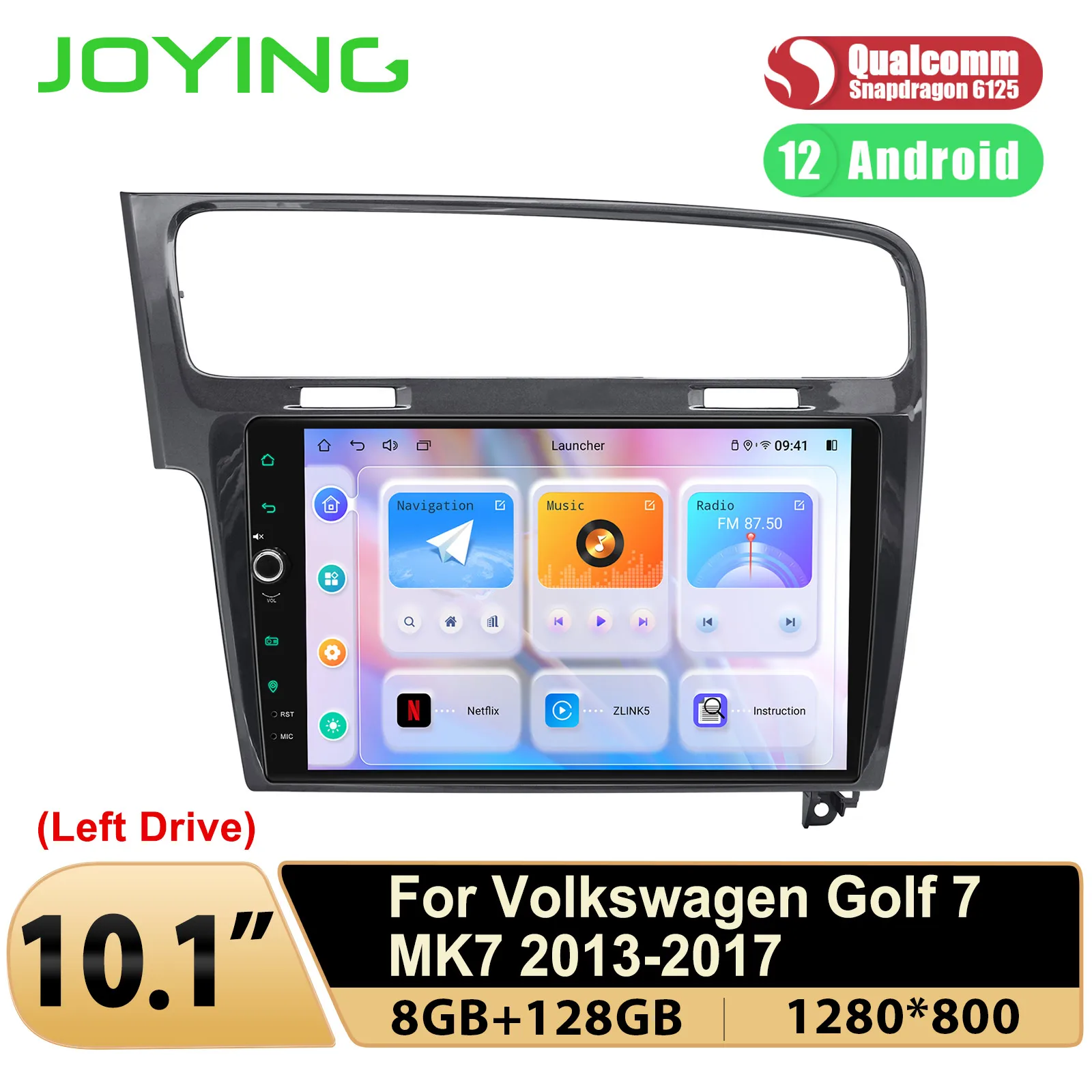 

Автомобильная магнитола JOYING, мультимедийный проигрыватель на Android 12 для VW Golf VII 7 MK7 2013-2017 с 10,1 темно-серой Fascia