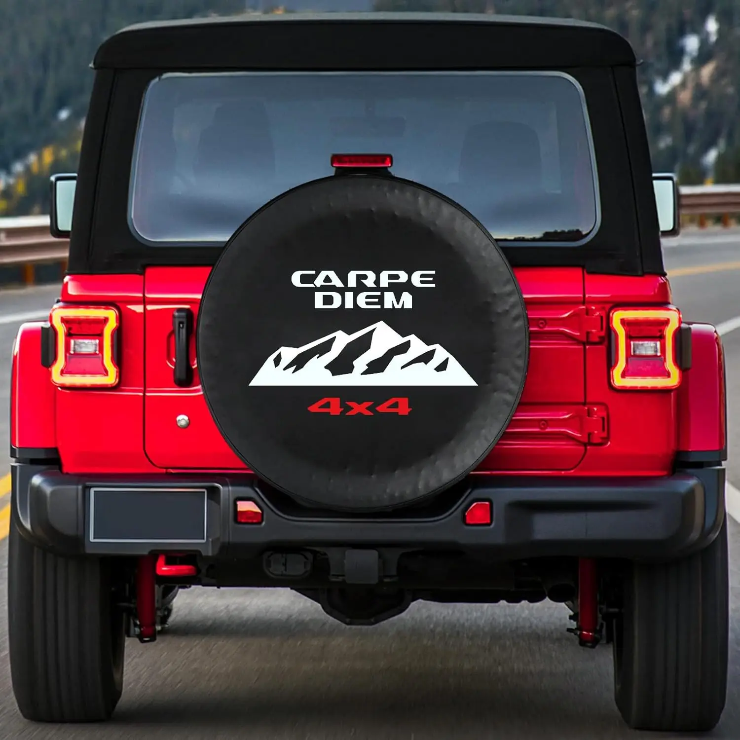 Black Size 17 Inch 4x4 Off Road Vehicle for Rough Terrain Adventure Animal Lovers JL Spare Tire Cover with Backup Camera Hole
