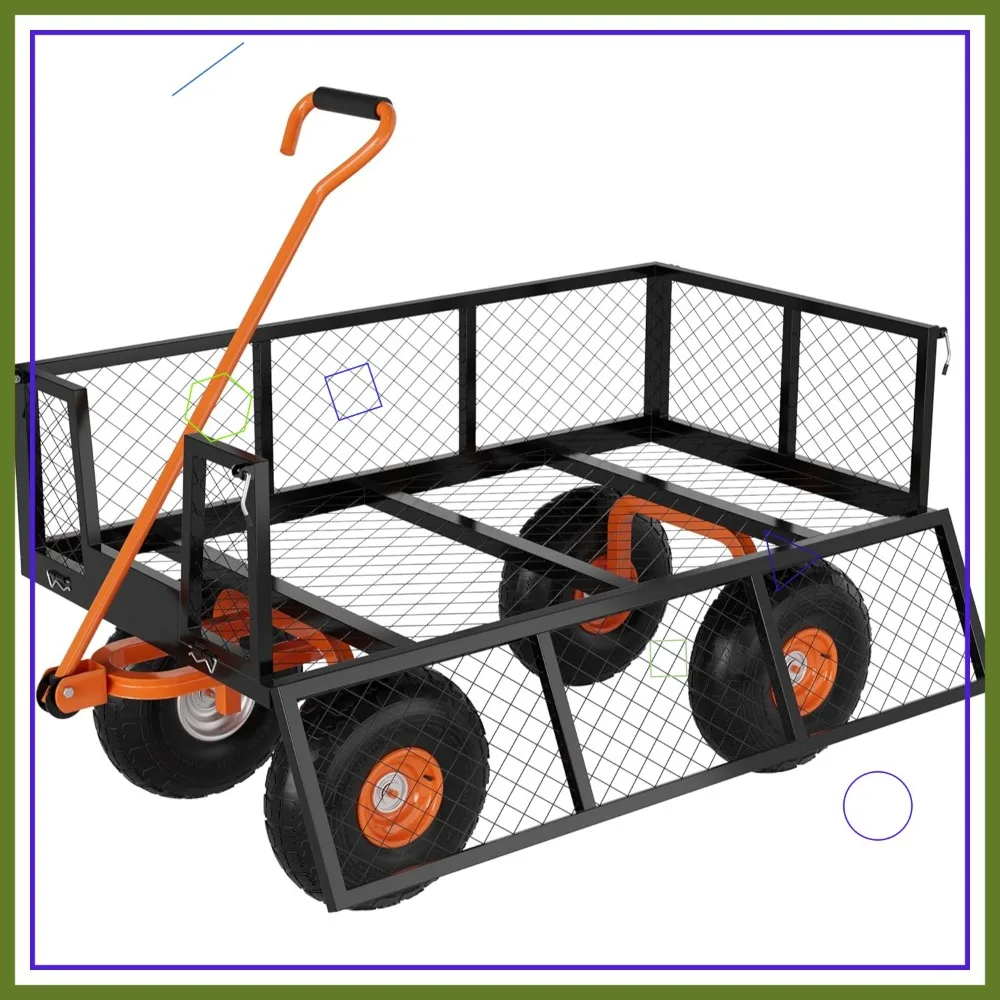 

Садовая тележка из прочной стали, грузоподъемность 227 кг, с колесами 10 дюймов, для садоводства и транспортировки