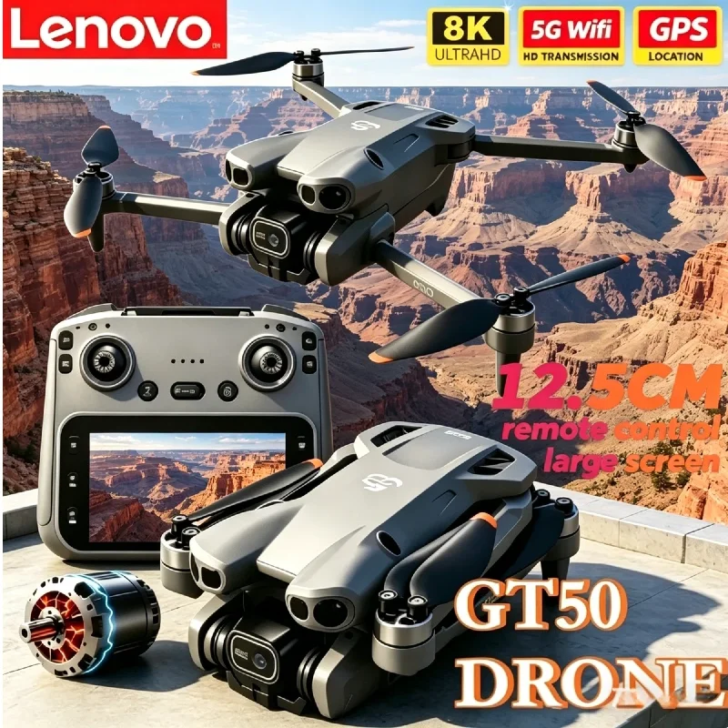 

Профессиональный дрон для аэрофотосъемки Lenovo GT50 с камерой 8K HD, 5G FPV, бесщеточным двигателем, радиоуправляемый квадрокоптер с экраном