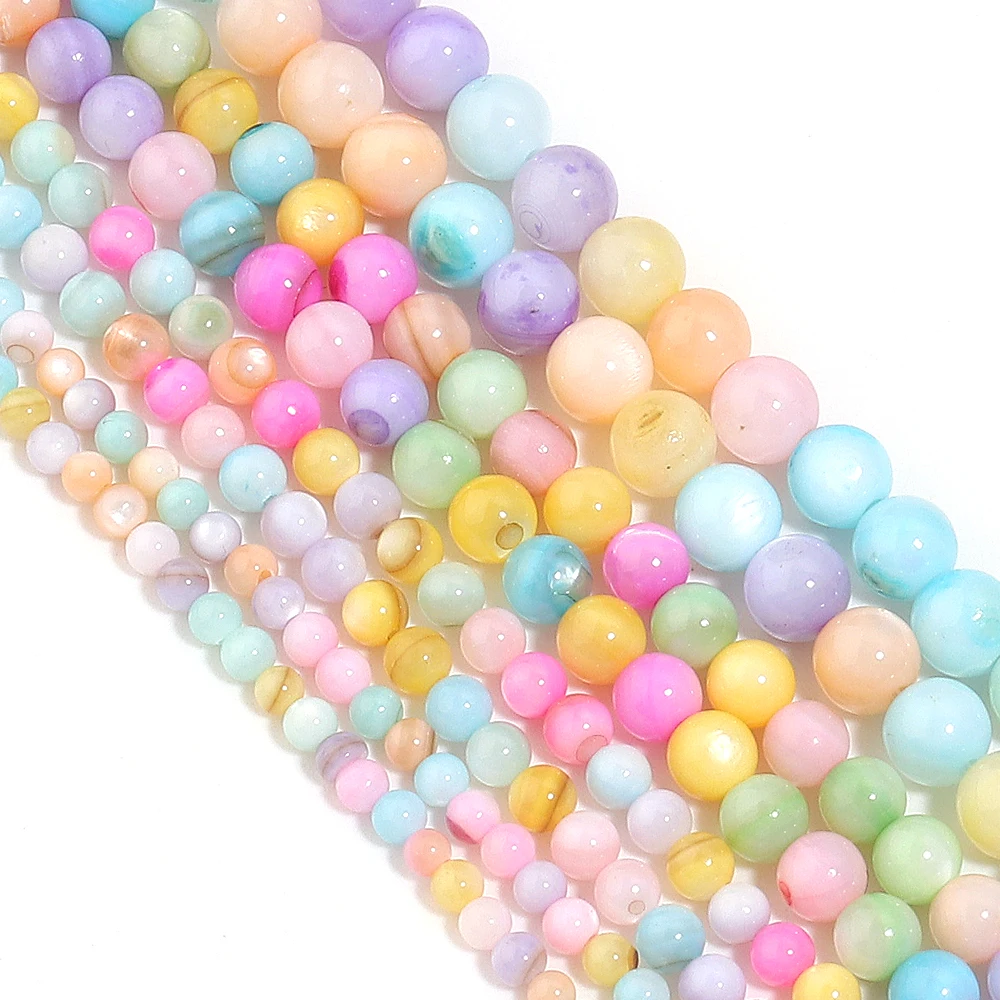 75-160pcs 2/3/4/5mm Natural Shell Beads Macaron Round Loose Spacer Beads Crafts for DIY Jewelry Making Bracelet Necklace Earring