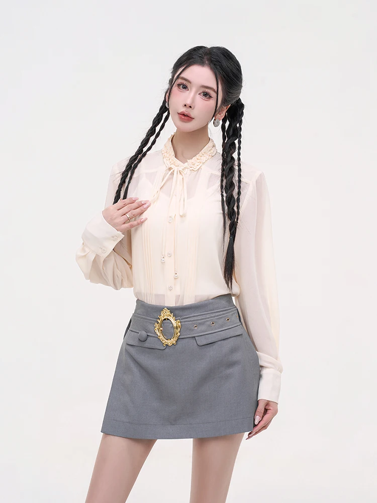 

Mao Ni Ele Thin Long Sve irt Vest Strap Two-Piece Set Autumn New Sle Personali Top Ladies Faion Polyester Casu...