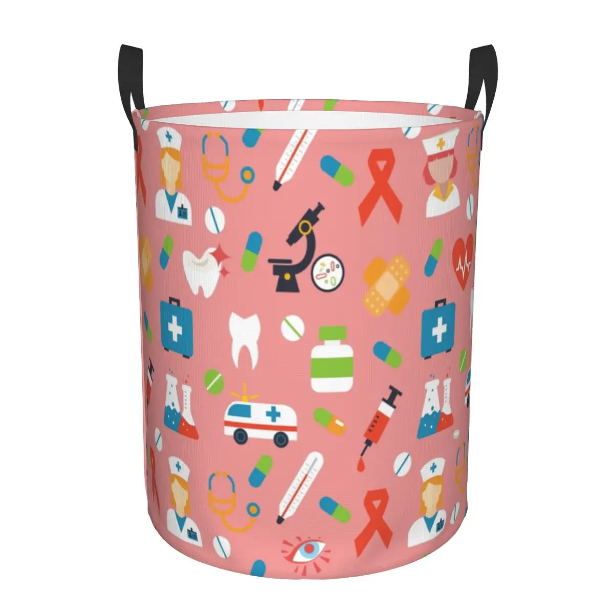 Kawaii Nurse Nursing Pattern Laundry Hamper Large Storage Basket Health Care Girls Boys Toy Organizer