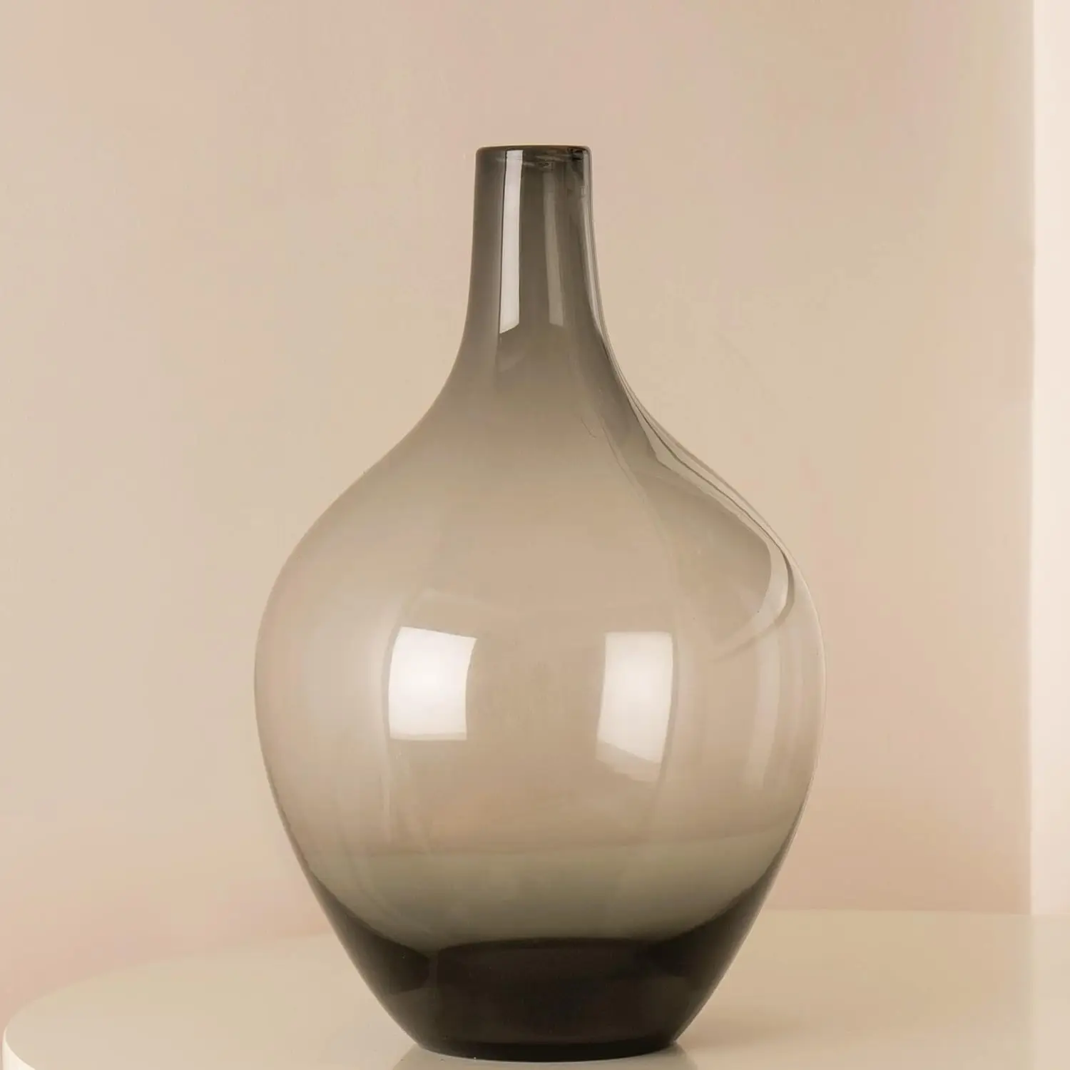 Floor Vase, Large Gray Glass Tall Big Vases | Smoked Black Glass Vase For Living Room Floor Decor, Large Decorative, 15 inches T