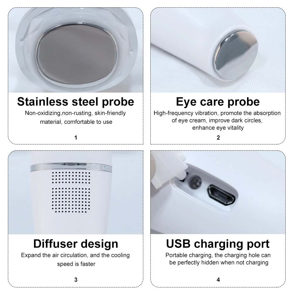 AOKO-martillo Facial cálido y refrescante, máquina de belleza de fotones LED, vibración ultrasónica, masaje Facial, dispositivo de cuidado de la piel de los ojos, herramienta para la piel