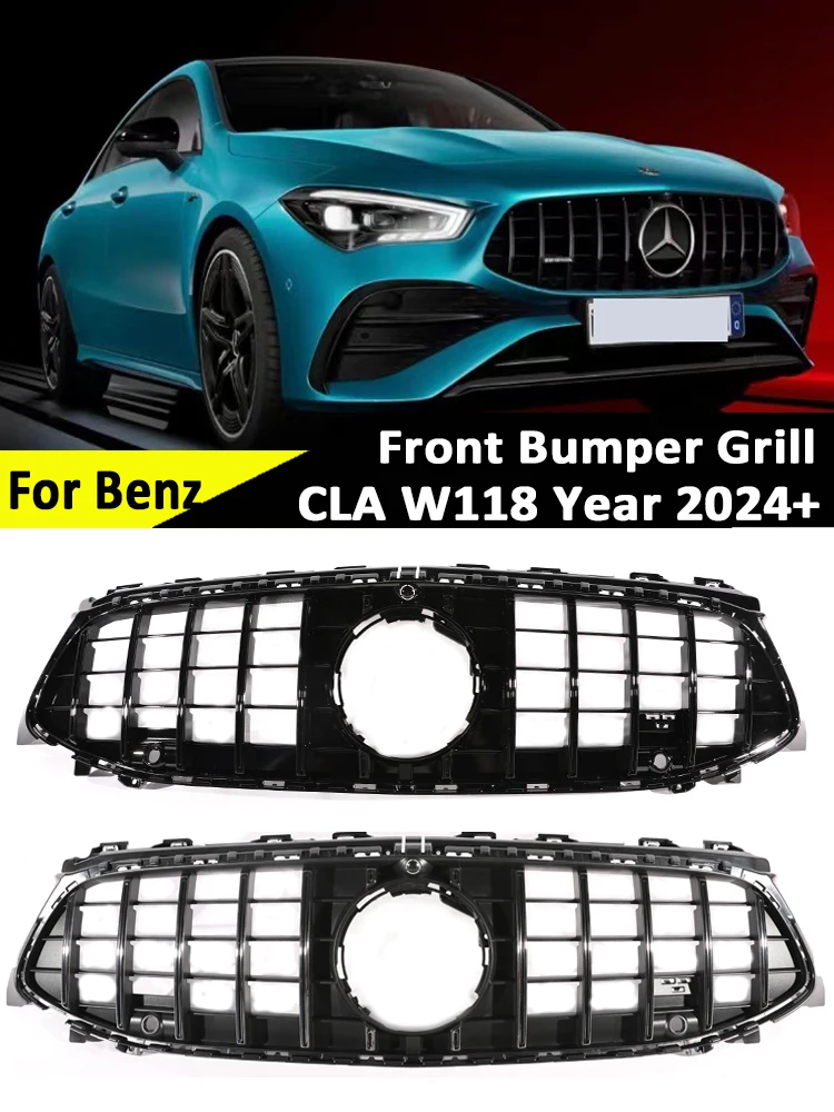 Front Bumper Panamericana AMG GT Grille For Benz CLA W118 C118 X118 2024+ CLA180 200 250 CLA45 CLA35 Facelift Auto Accessories