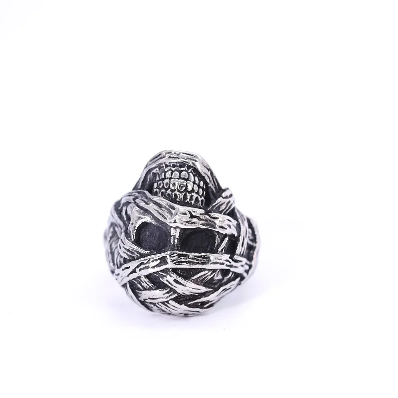 Nordic Viking Gothic 316l Stainless Steel Mummy Ring Punk Steampunk Motorcyclist Bandage Skull Biker Jewelry Gifts
