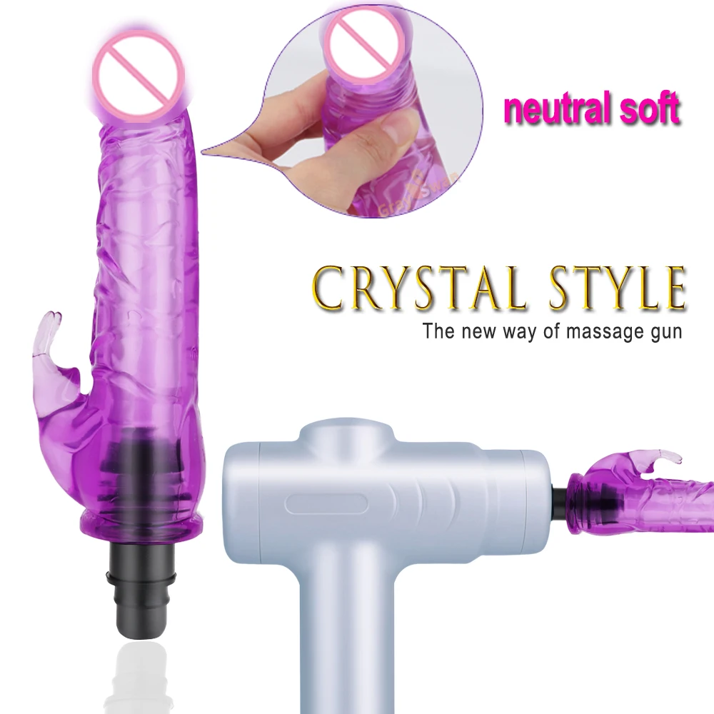 Adult Handheld Telescopic Sex Machine Sex Toys Massage Gun For Women Dildo Dick Vaginal Vibrator Strike Fascial Gun Crystal Head