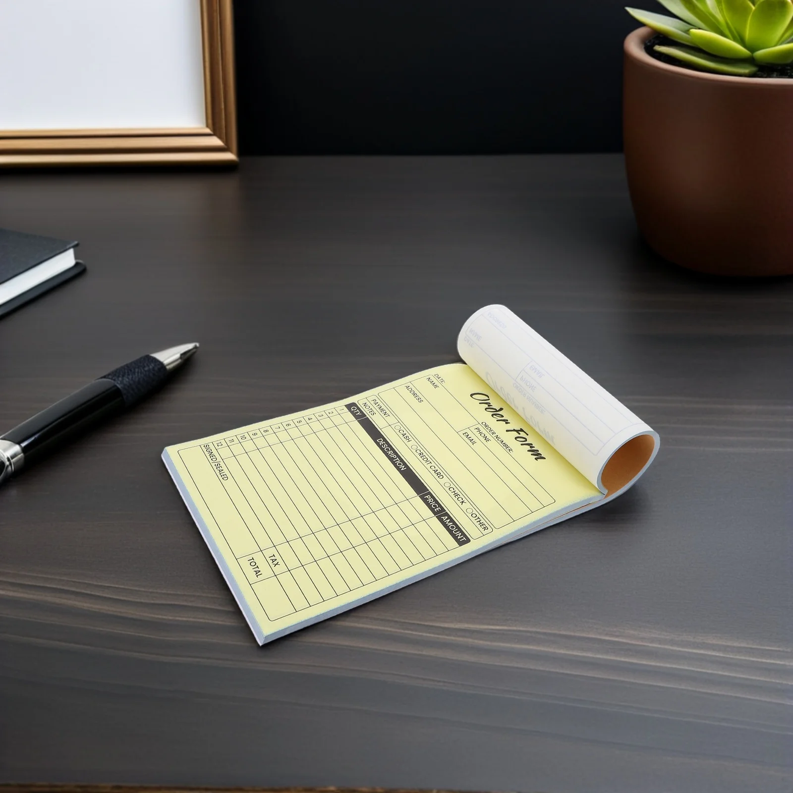 2Pcs Business Order Receipt Book Copy Receipt Pad Invoice Forms Small Business Restaurant Office Use 8.25x5.5 Inches