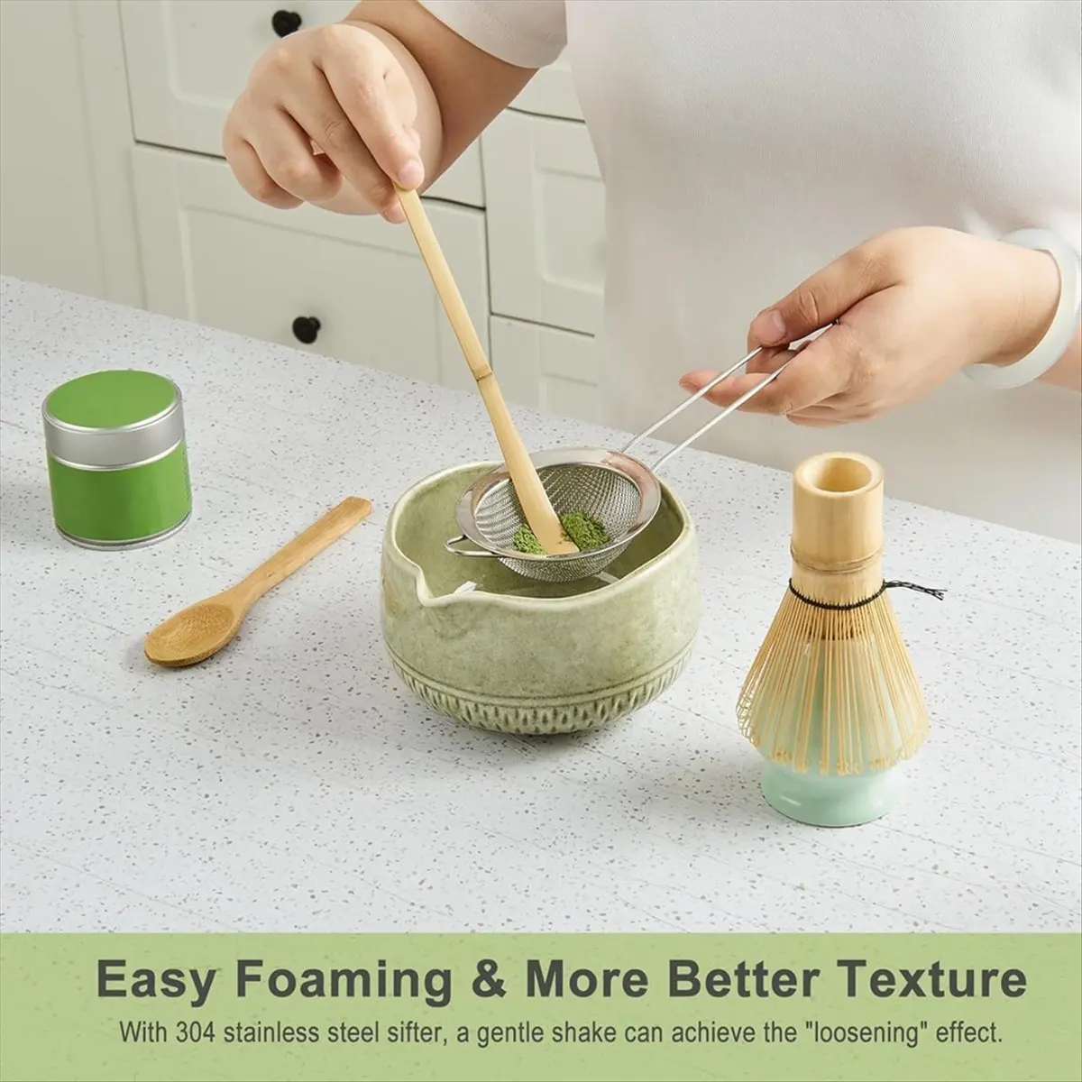 AA77 NEW 5Pcs Matcha Whisk Set, Bamboo Matcha Whisks Kit, Japanese Matcha Ceremony Accessory, Gift for Matcha Lovers Beginner
